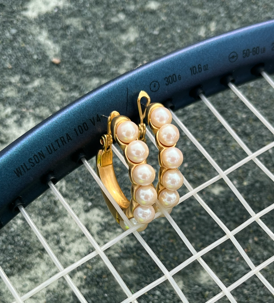 Monet Matte Gold Pearl Hoop Earrings