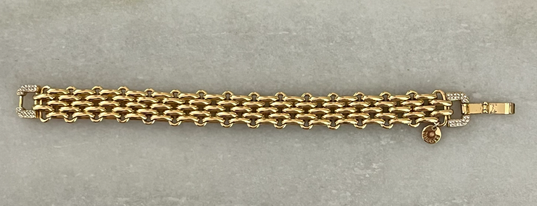 Talbots Watch Band Link Rhinestone Clasp Bracelet