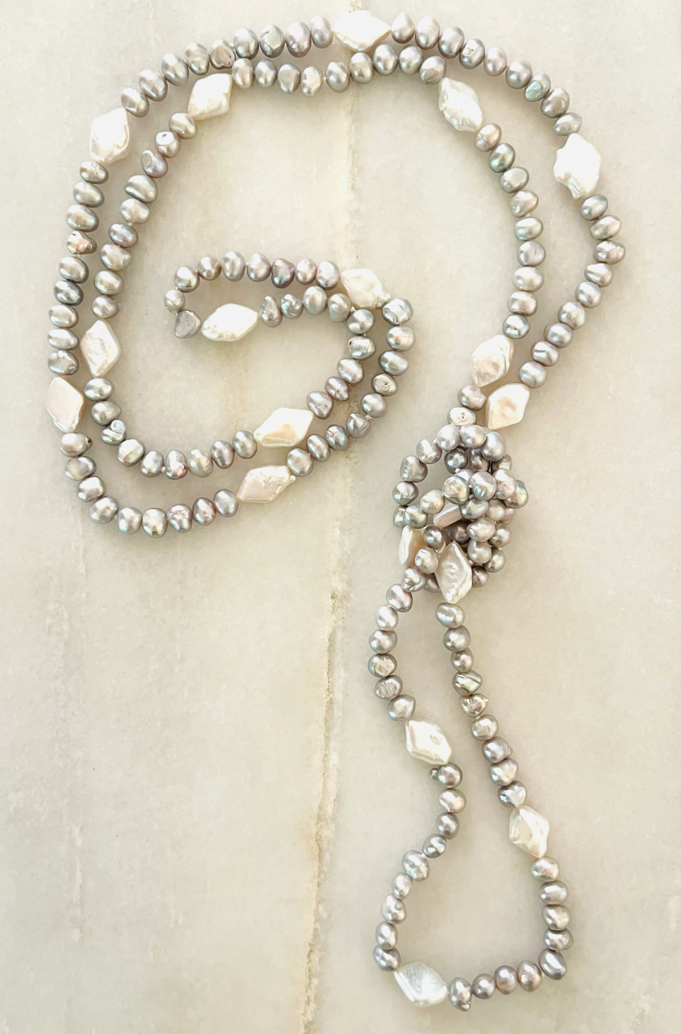 Gray Freshwater Pearl Necklace With Baroque Accents