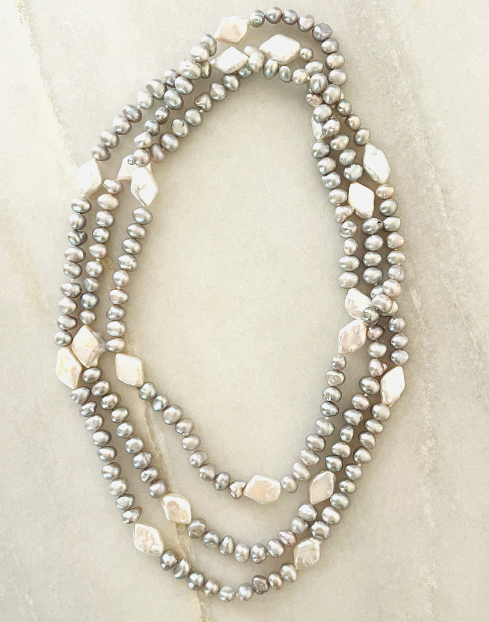Gray Freshwater Pearl Necklace With Baroque Accents