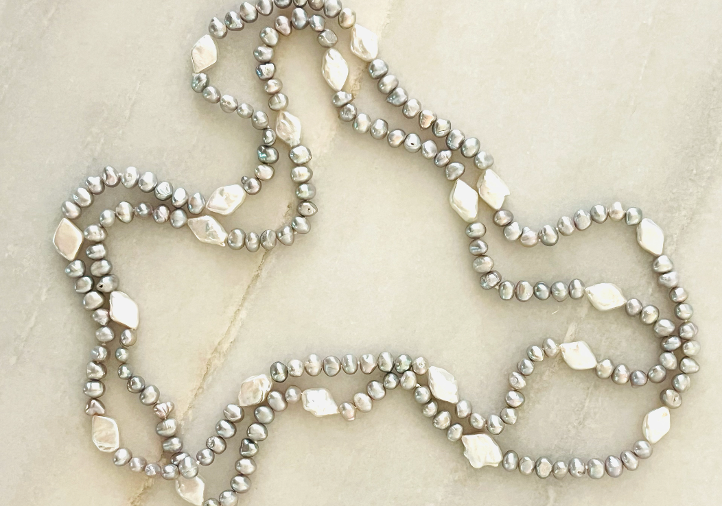 Gray Freshwater Pearl Necklace With Baroque Accents