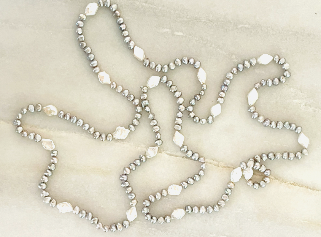 Gray Freshwater Pearl Necklace With Baroque Accents