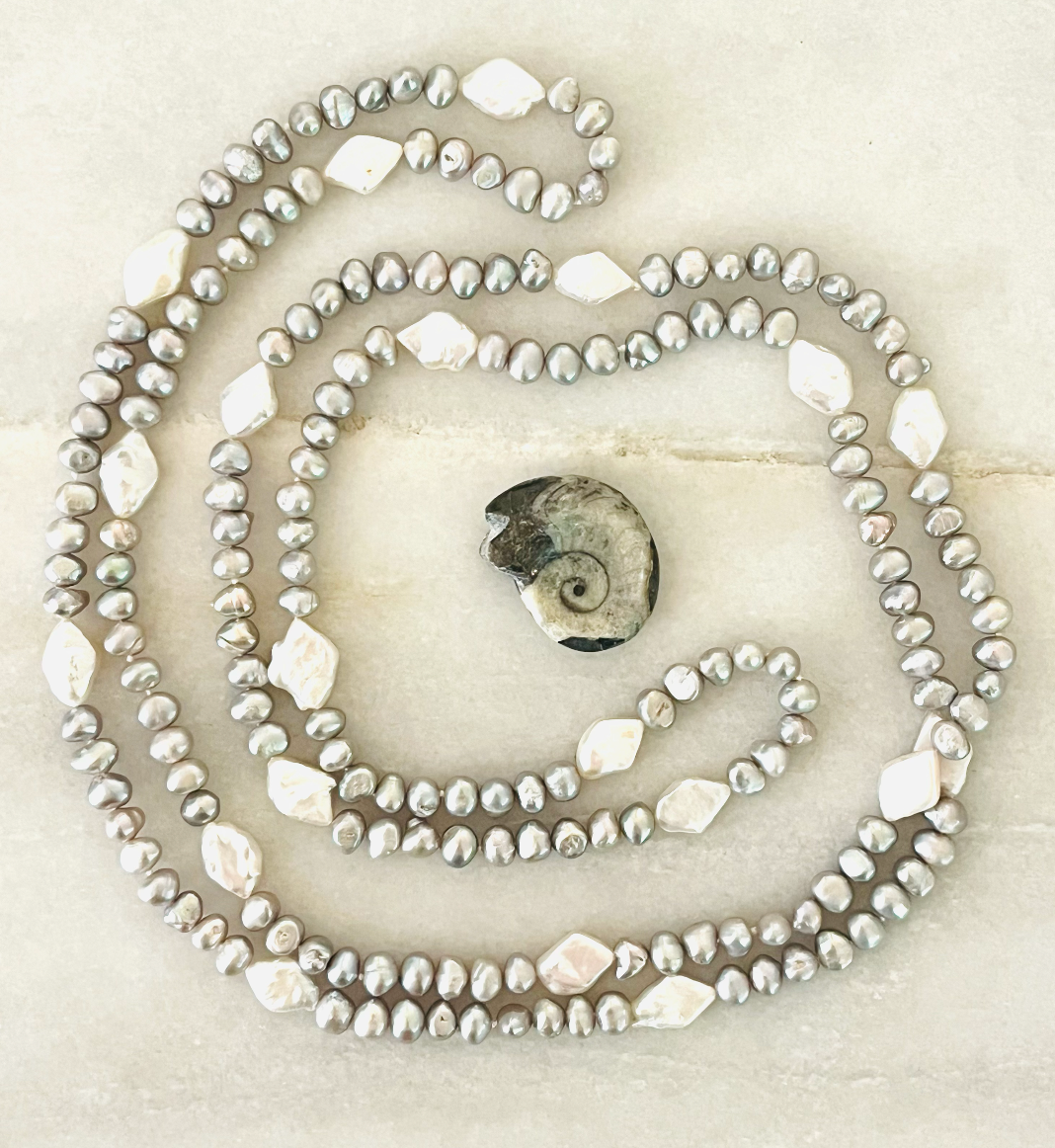 Gray Freshwater Pearl Necklace With Baroque Accents