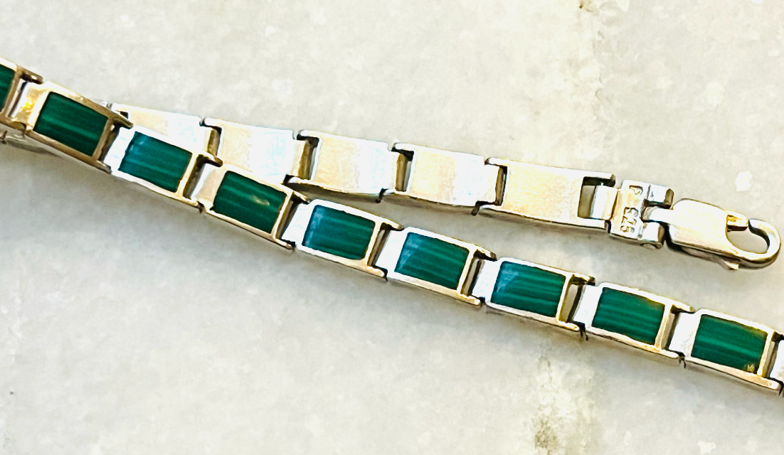 Sterling Malachite Inlay Bracelet