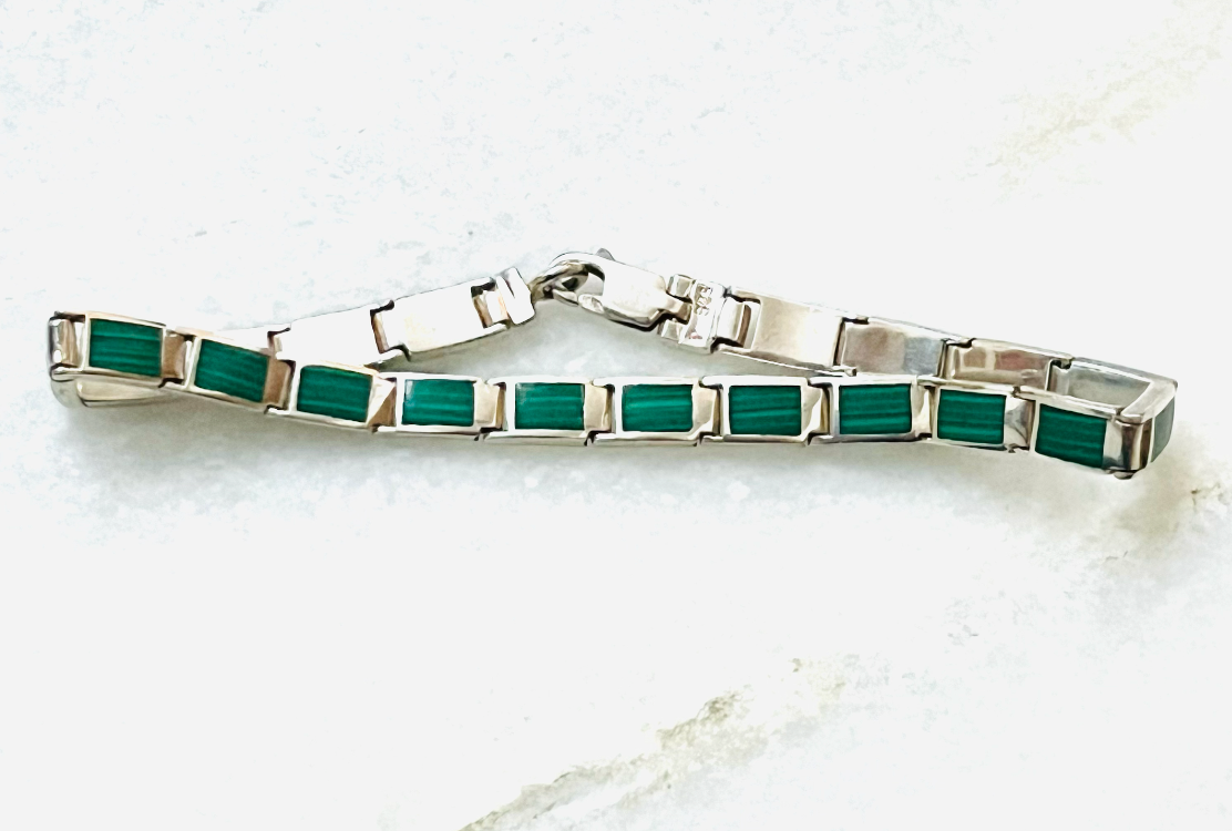 Sterling Malachite Inlay Bracelet