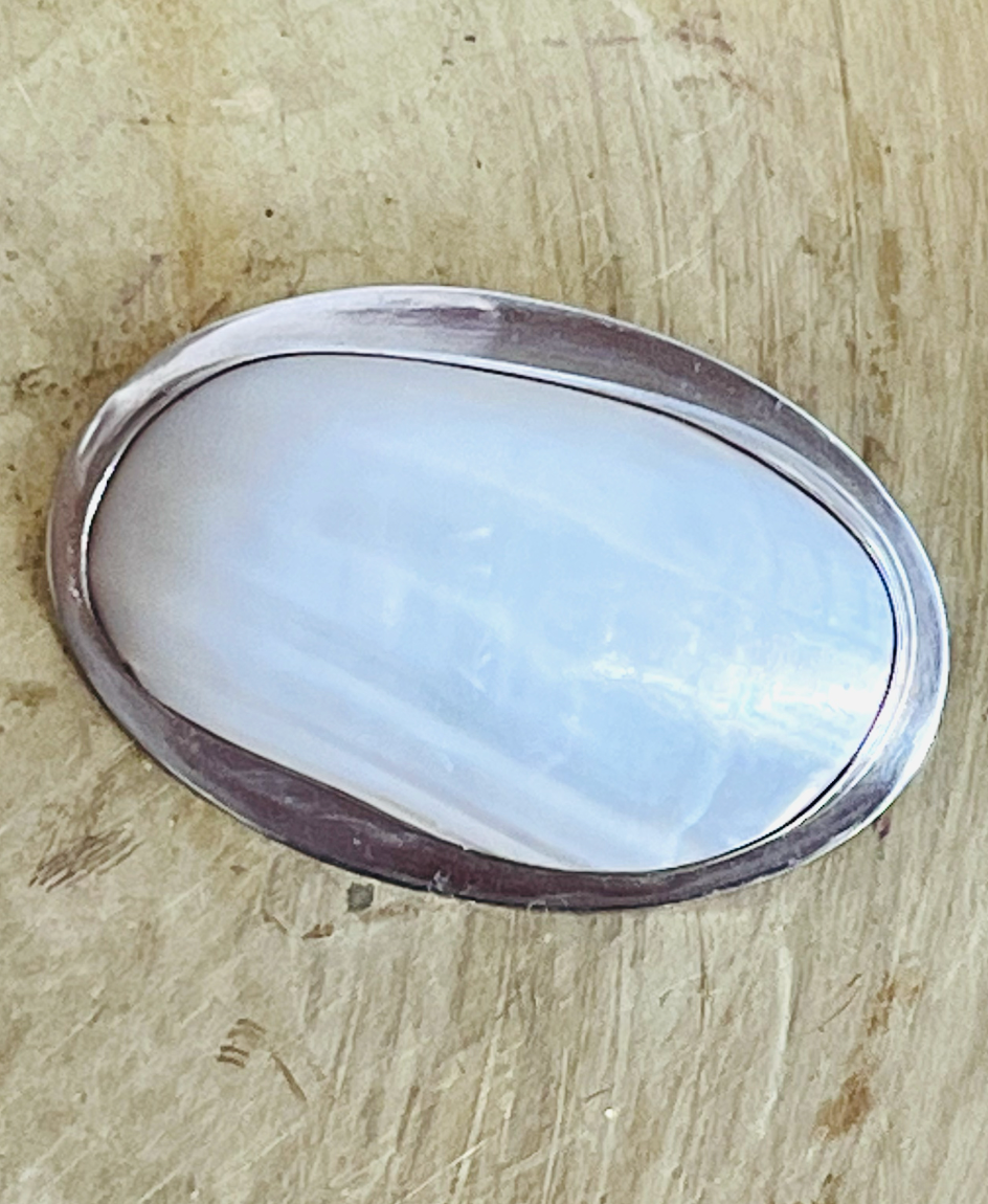 Great Falls Metal Works Sterling Mother Of Pearl Brooch