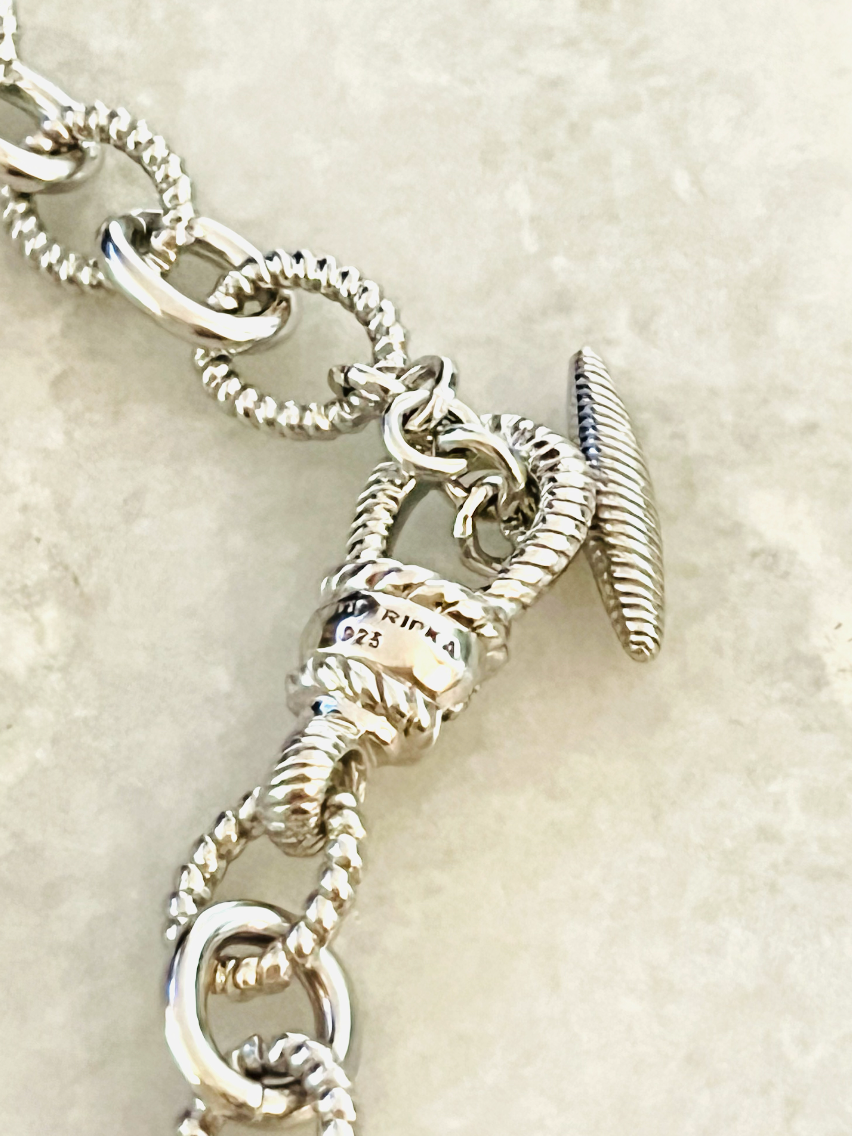 Judith Ripka Sterling Pearl Station Link Necklace