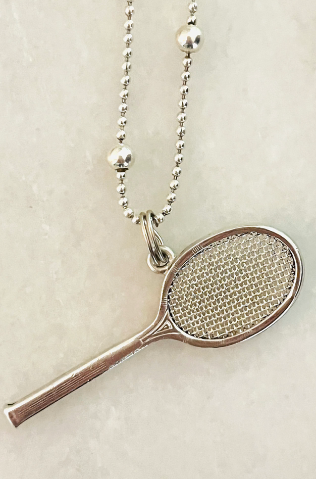 Sterling Tennis Racquet Pendant