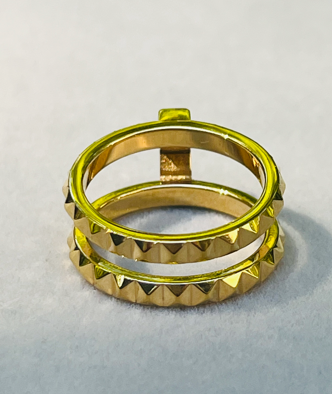 Henri Bendel Double Band Pyramid Stud Ring