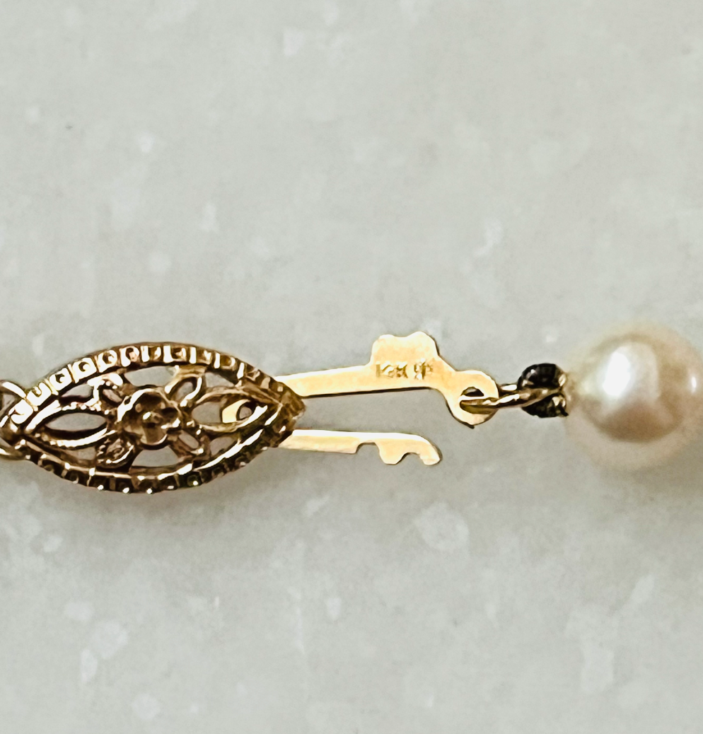 Classic 24" Pearl Strand With 14K Filigree Clasp
