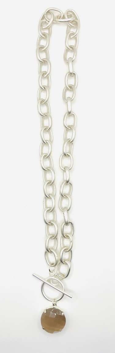 ARTEFACT Studio Icon Necklace: Matte Silver Moonstone