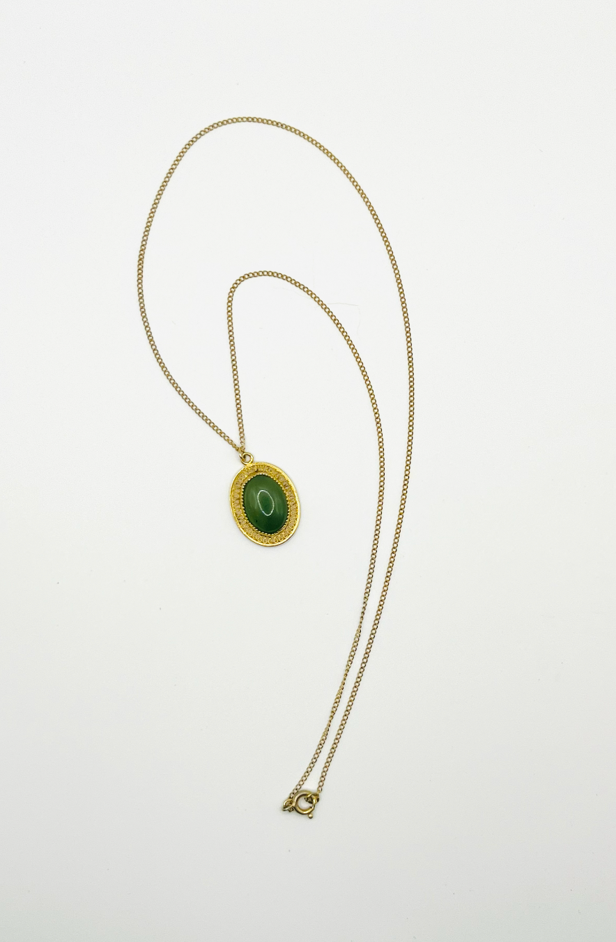 12K Gold Filled Green Tourmaline Pendant And Chain