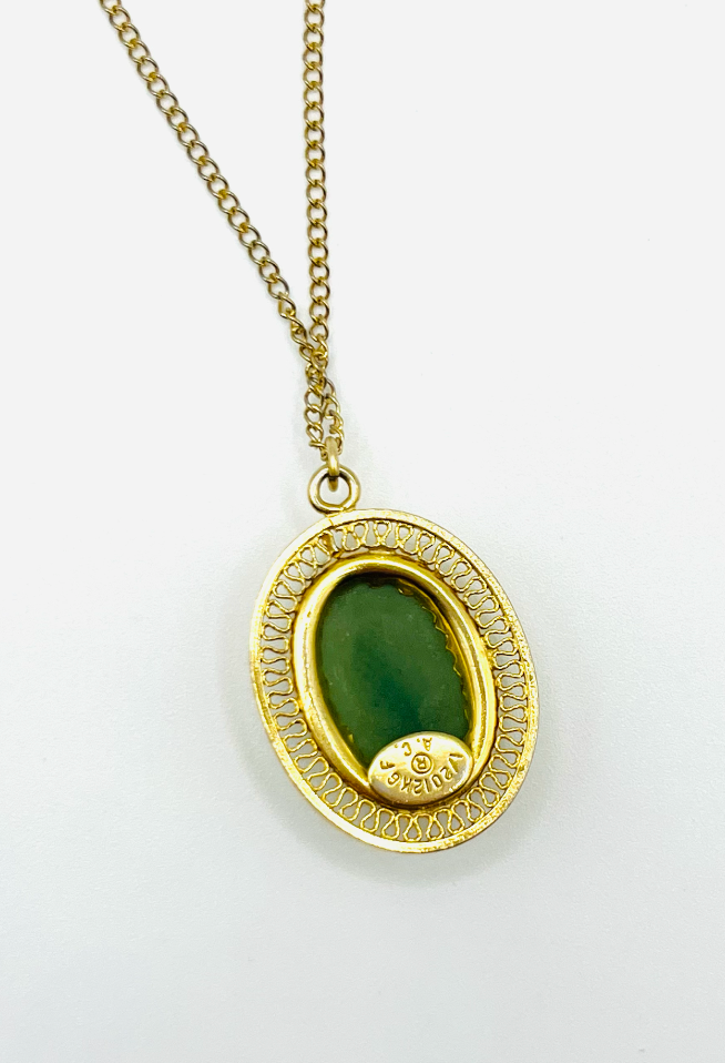12K Gold Filled Green Tourmaline Pendant And Chain