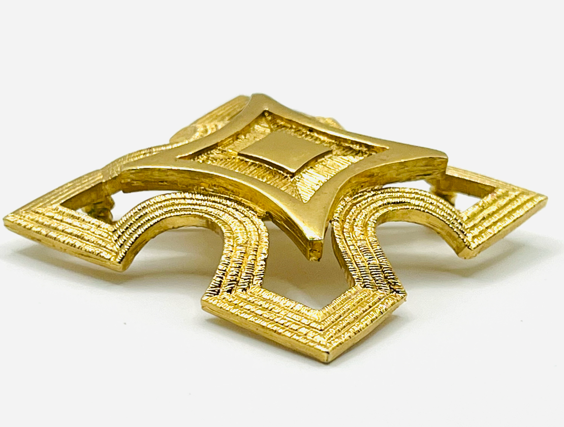 Monet Textured Maltese Cross Brooch