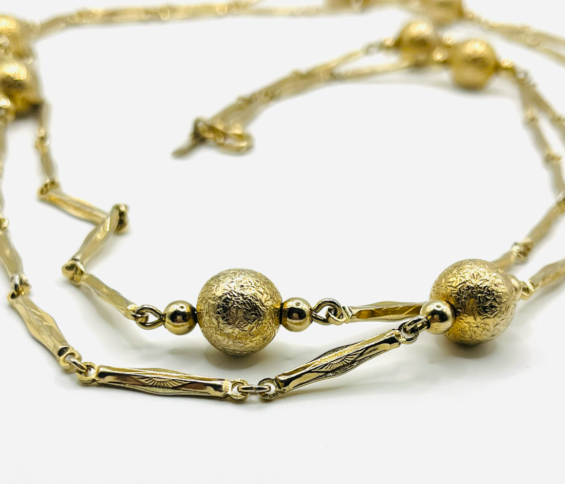 Monet Etched Bar and Textured Ball Necklace