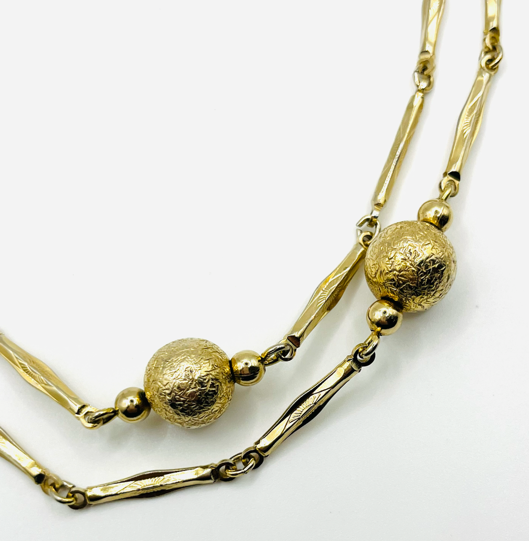 Monet Etched Bar and Textured Ball Necklace