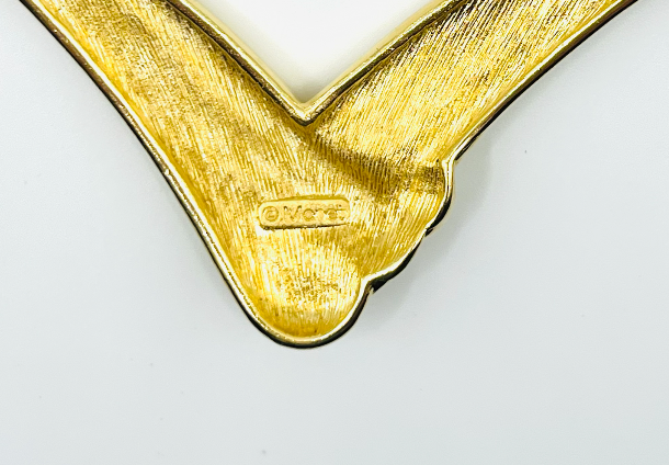 Monet Cream Enamel Abstract Bird Wing Pendant