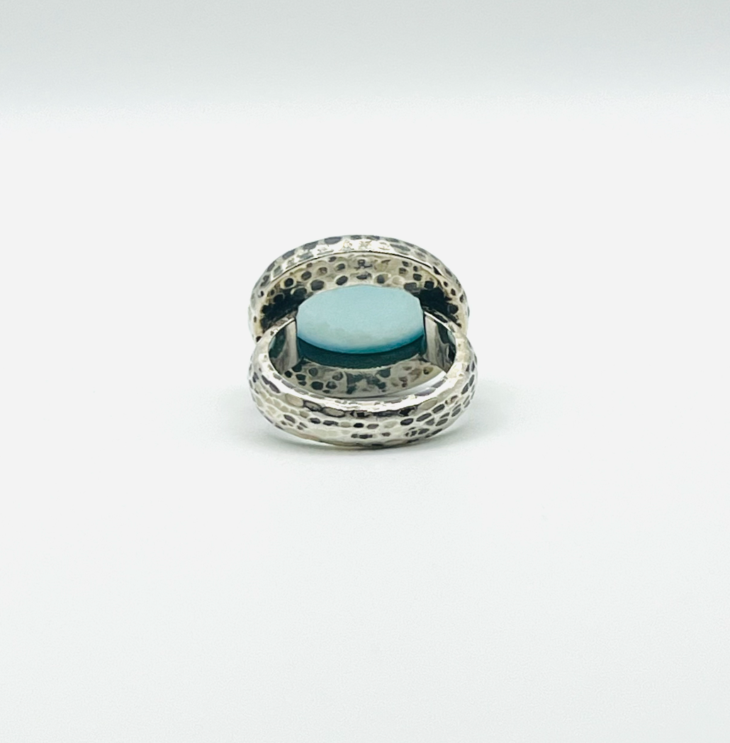 Doug Paulus Hammered Sterling Chalcedony Ring