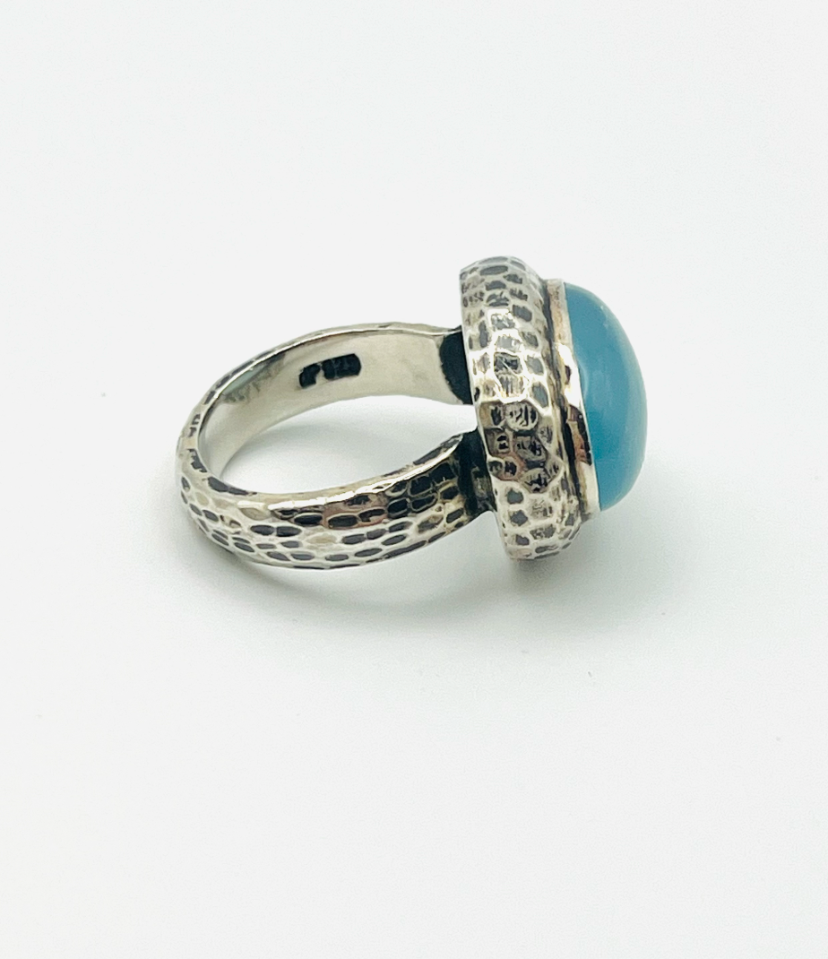 Doug Paulus Hammered Sterling Chalcedony Ring