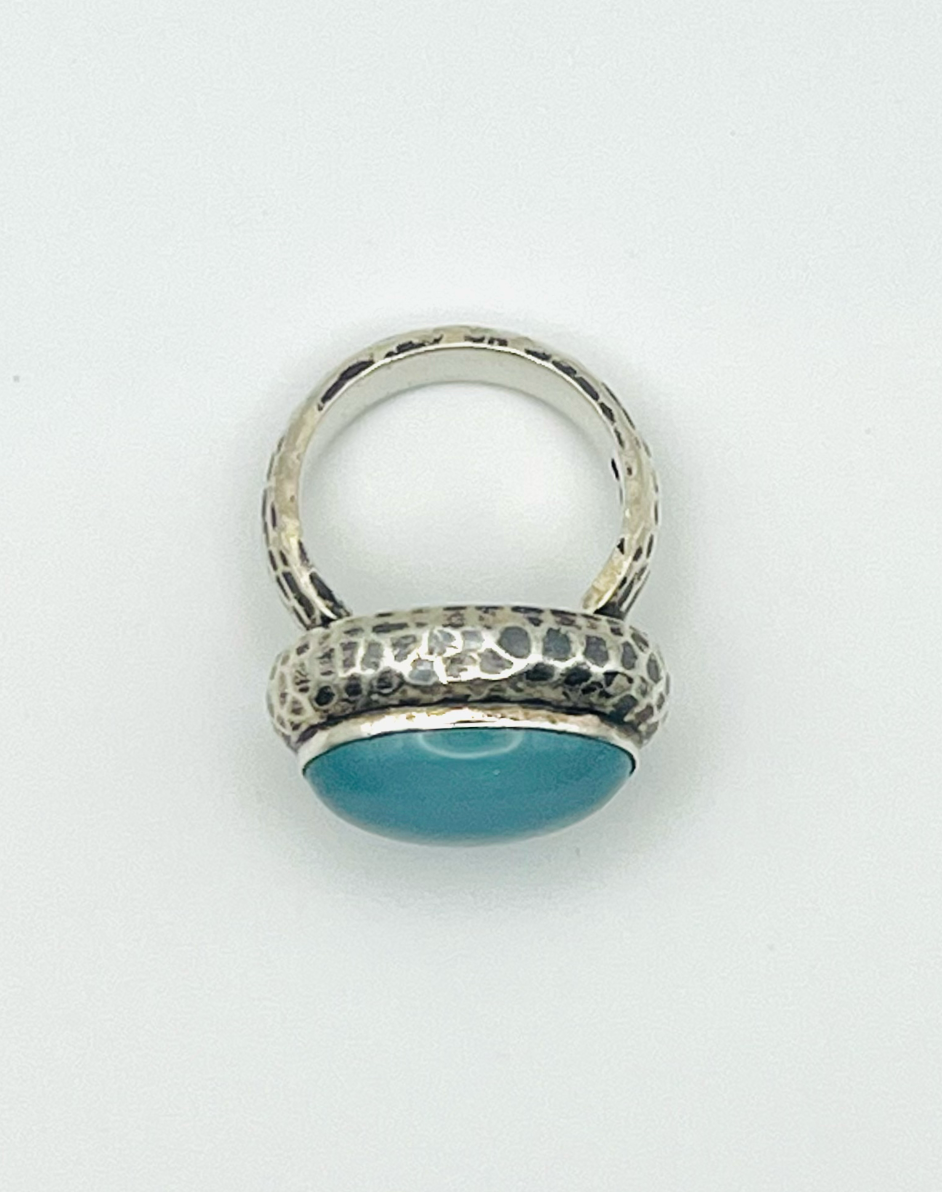Doug Paulus Hammered Sterling Chalcedony Ring