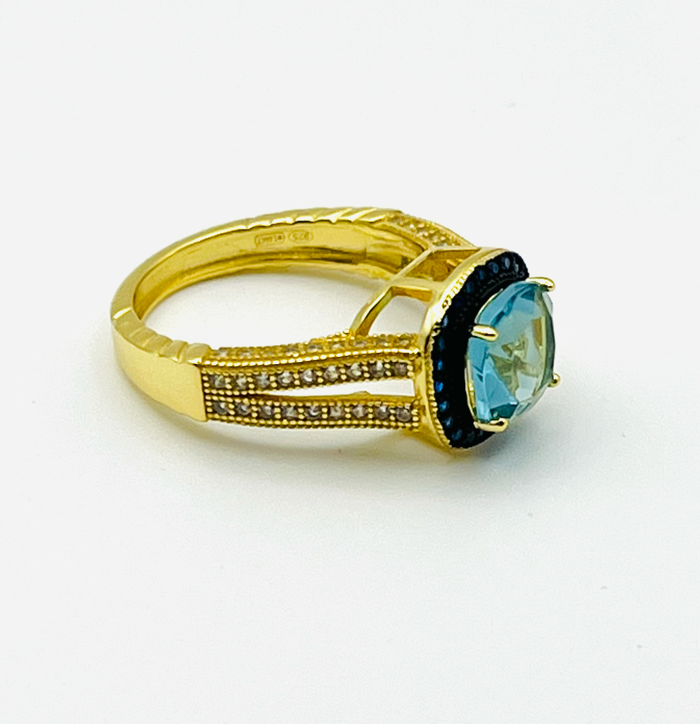 Italian Blue Cocktail Ring