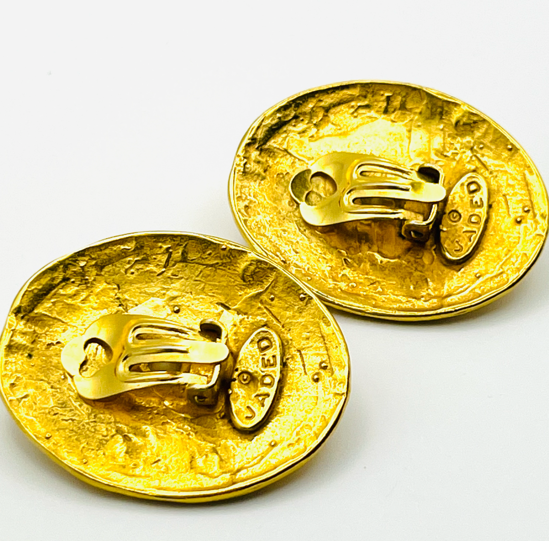 Jaded Etruscan Style Clip Earrings