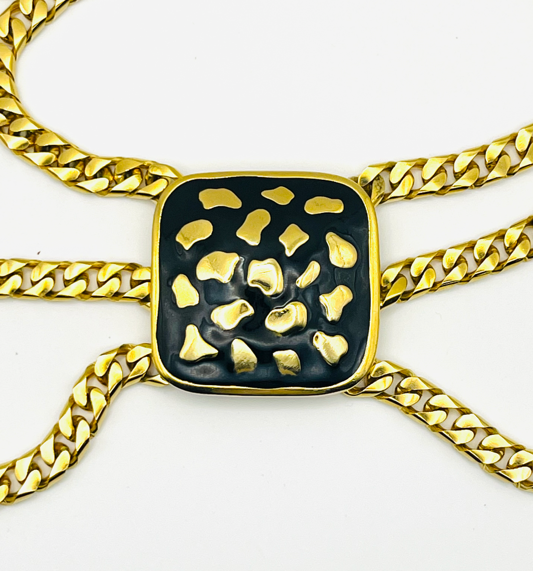 Mimi di N 1986 Triple Strand Leopard Necklace