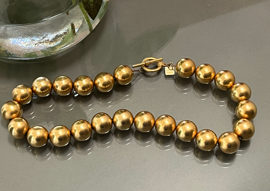 Anne Klein Matte Gold Ball Necklace