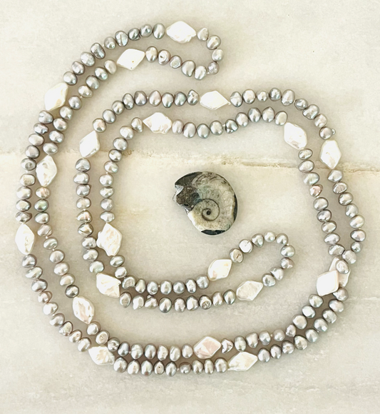 Gray Freshwater Pearl Necklace With Baroque Accents