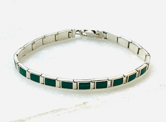 Sterling Malachite Inlay Bracelet
