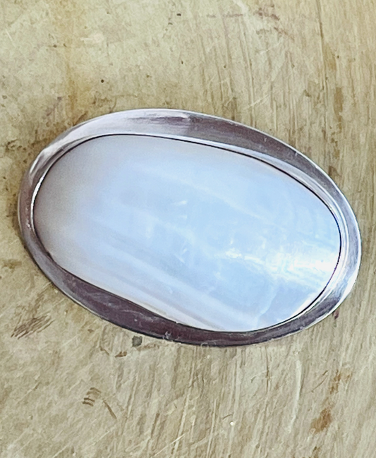 Great Falls Metal Works Sterling Mother Of Pearl Brooch