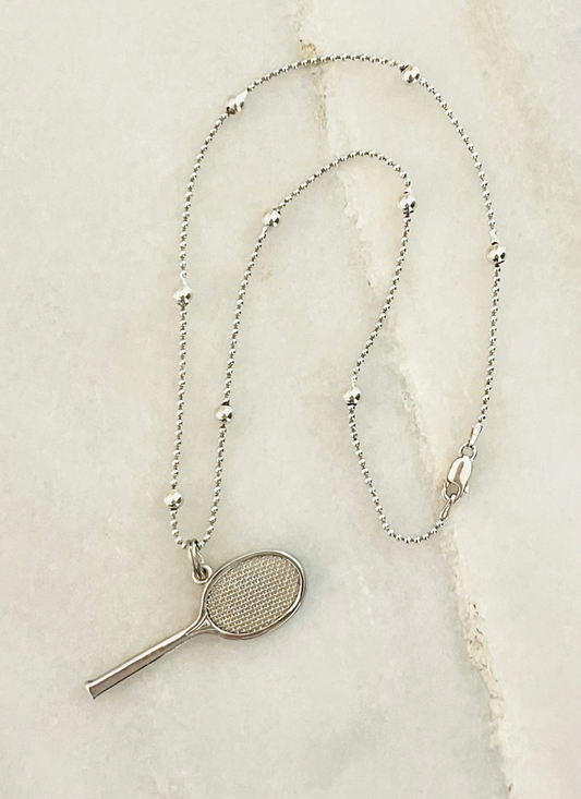 Sterling Tennis Racquet Pendant