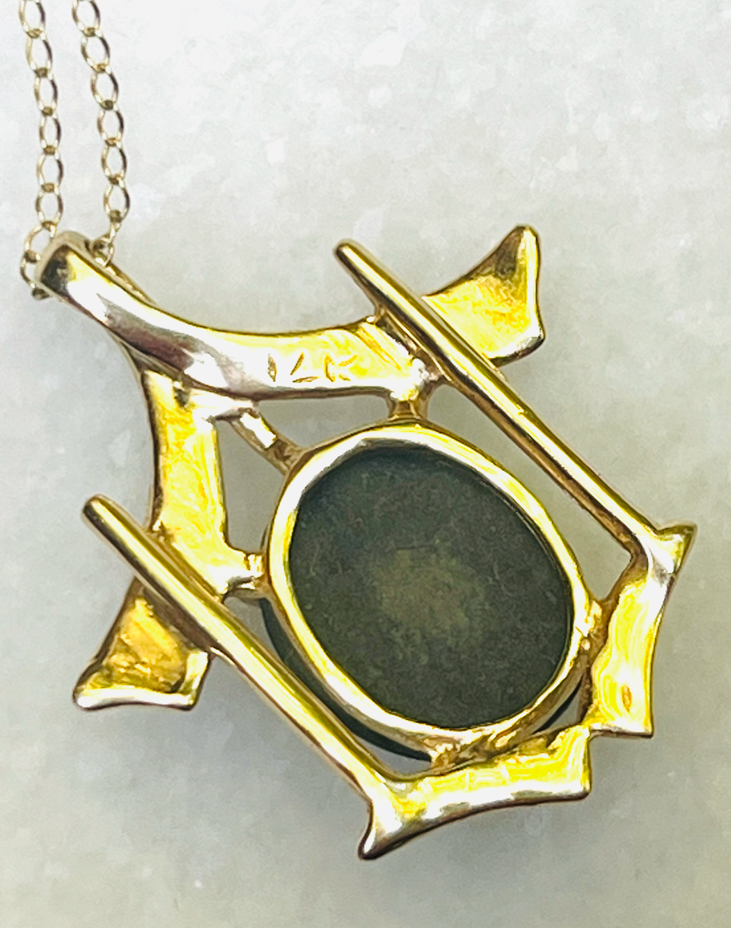 14K Jade Pagoda Pendant Necklace