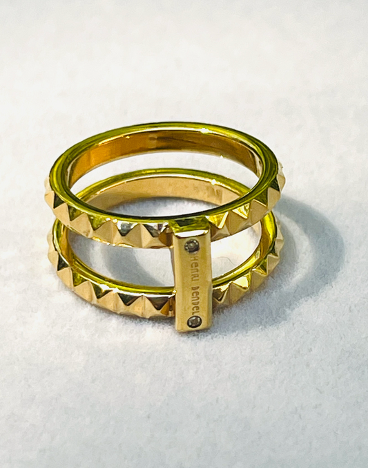 Henri Bendel Double Band Pyramid Stud Ring