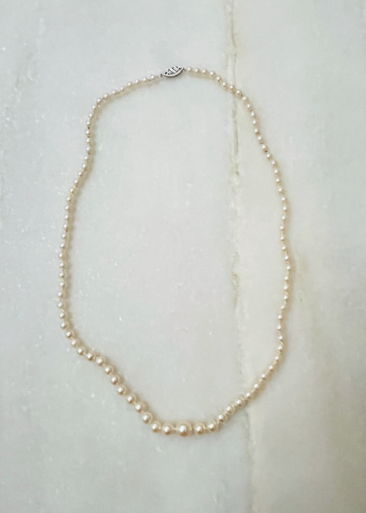 Graduated Pearl Necklace With 10K White Gold Clasp