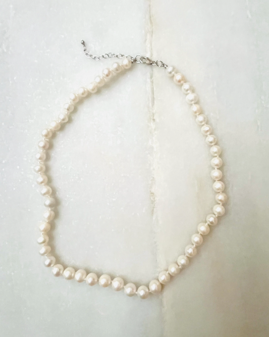 Freshwater Pearl Necklace With Sterling Clasp