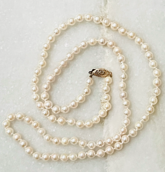 Classic 24" Pearl Strand With 14K Filigree Clasp