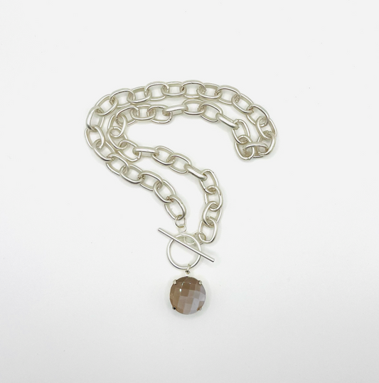 ARTEFACT Studio Icon Necklace: Matte Silver Moonstone