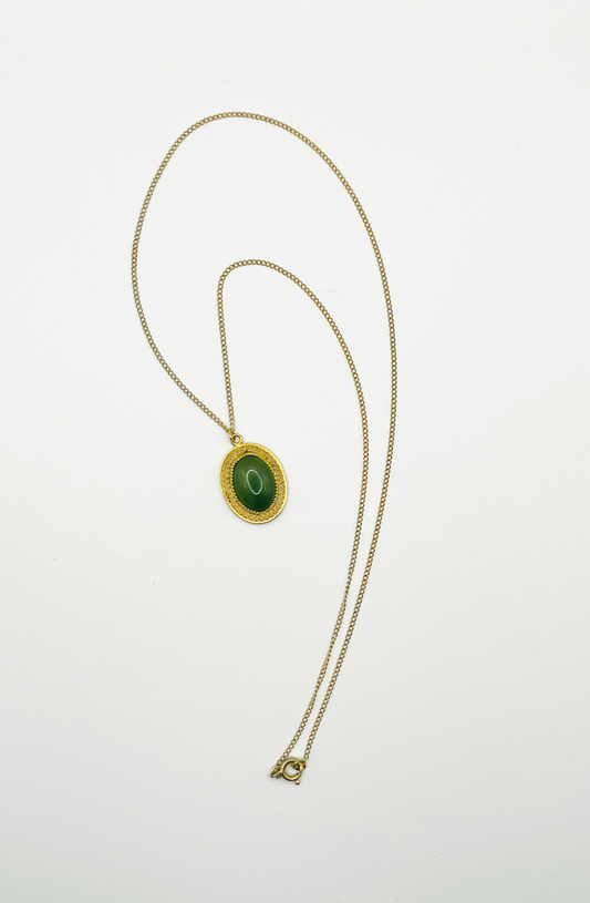 12K Gold Filled Green Tourmaline Pendant And Chain