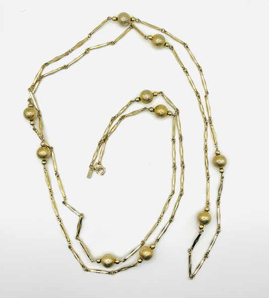 Monet Etched Bar and Textured Ball Necklace