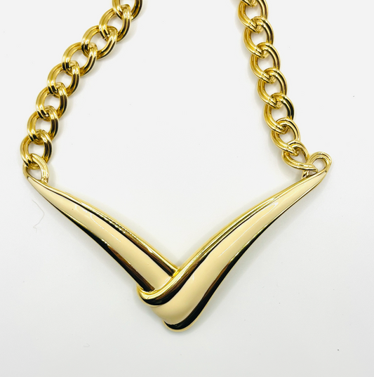 Monet Cream Enamel Abstract Bird Wing Pendant
