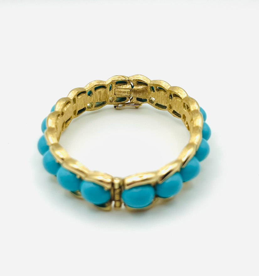 Trifari Hinged Tiffany Blue Bangle