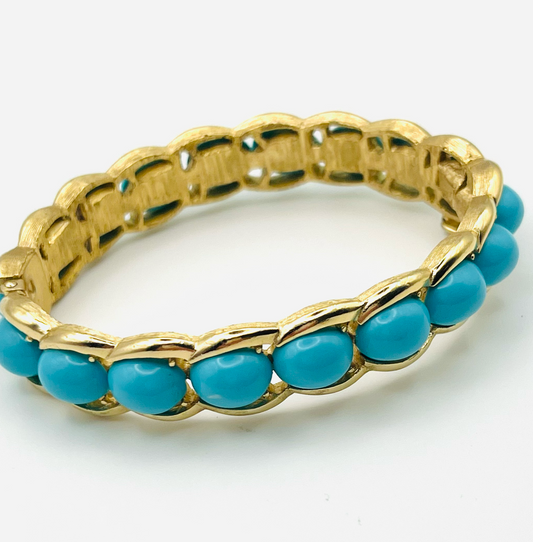 Trifari Hinged Tiffany Blue Bangle