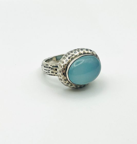 Doug Paulus Hammered Sterling Chalcedony Ring