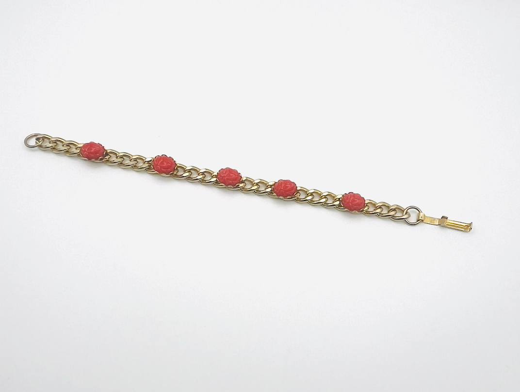 Faux Coral Scarab Bracelet