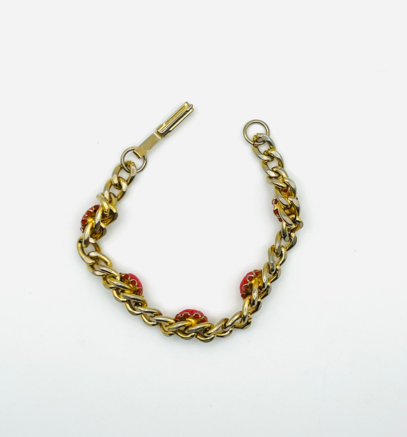 Faux Coral Scarab Bracelet