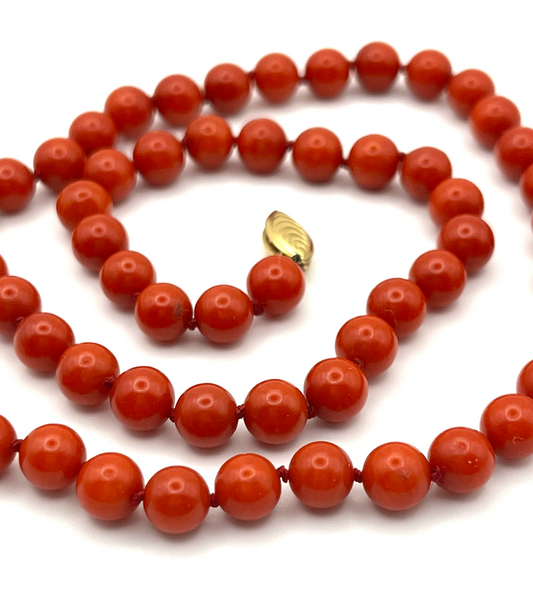16" Coral Necklace With 14K Clasp