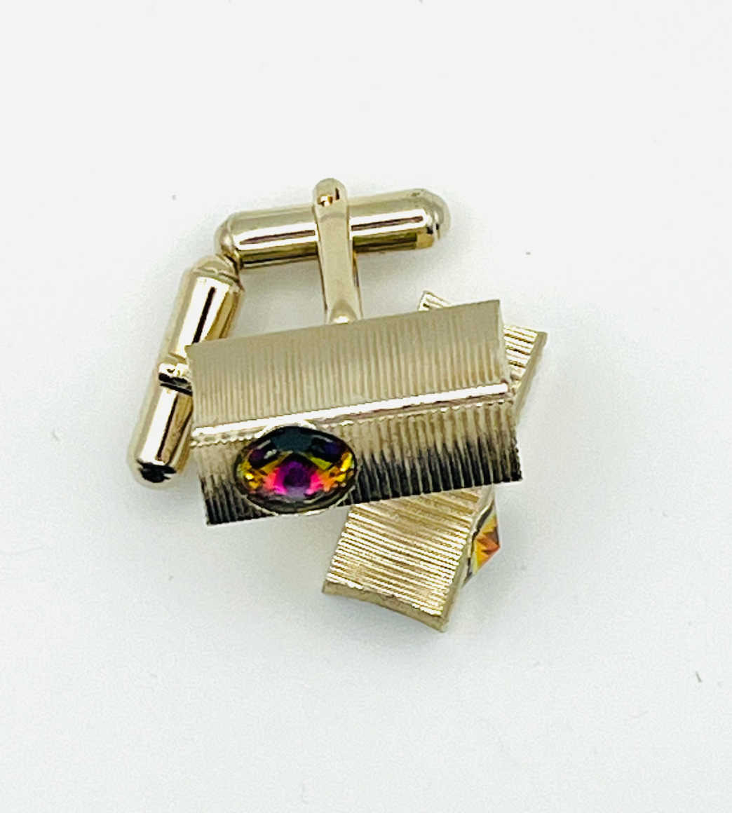Ribbed Rivoli Cuff Links