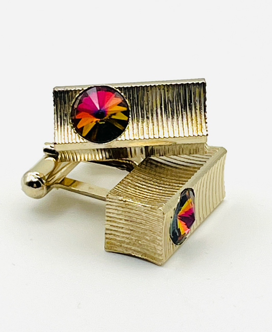 Ribbed Rivoli Cuff Links