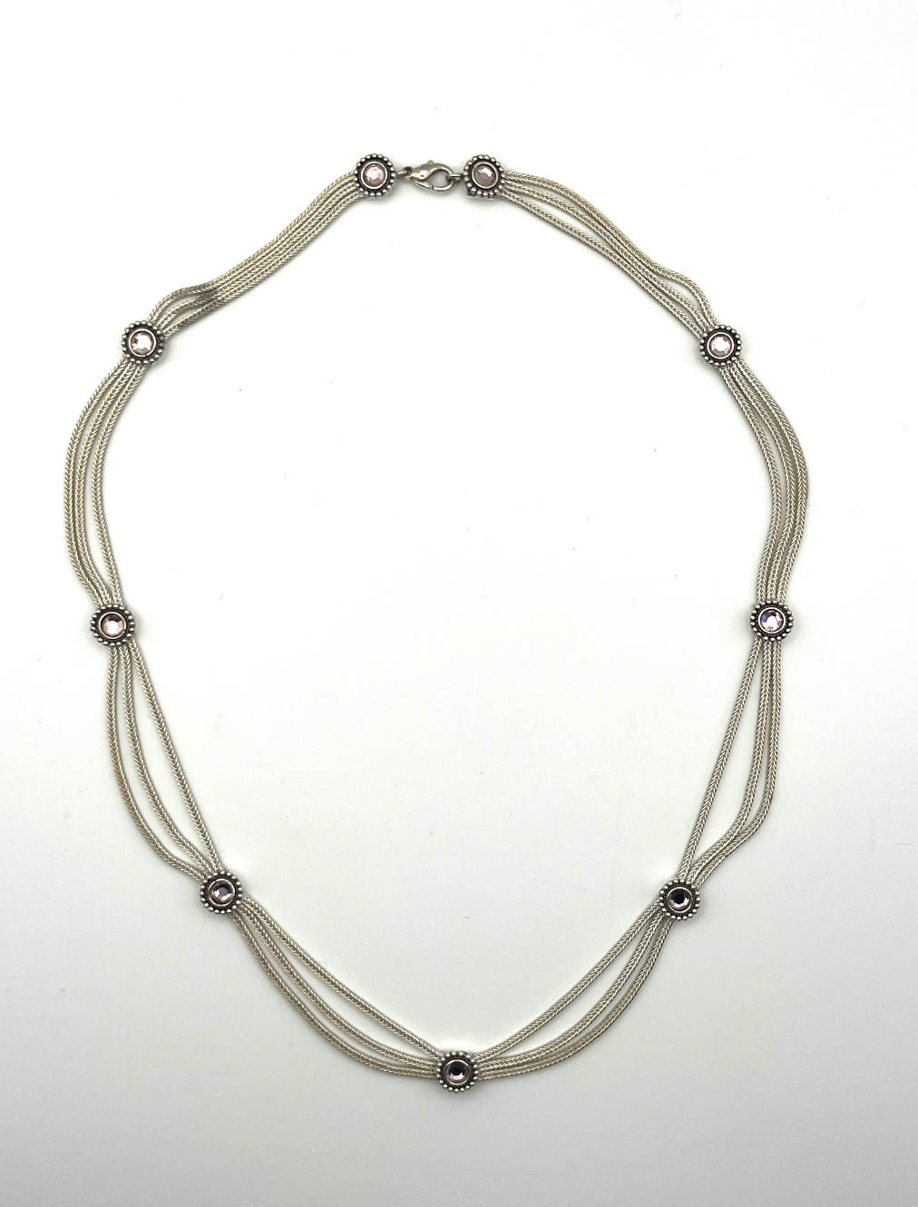 Sterling and Lilac Crystal Necklace